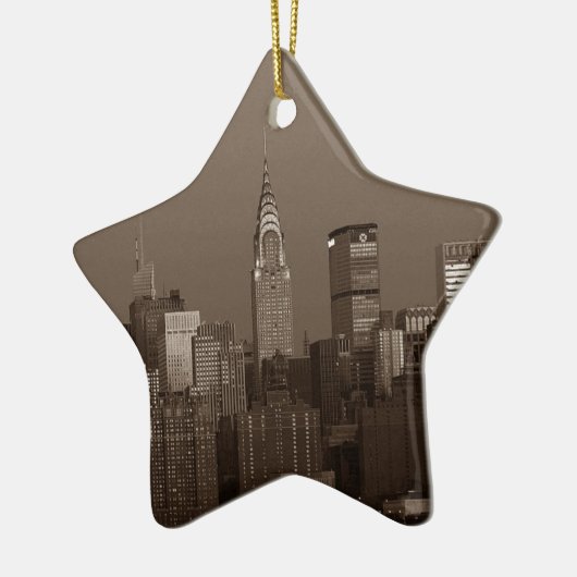 Sepia New York City Skyline Keramisch Ornament (Links)