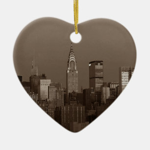 Sepia New York City Skyline Keramisch Ornament