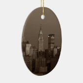 Sepia New York City Skyline Keramisch Ornament (Rechts)