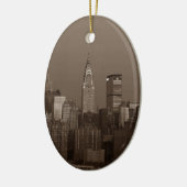 Sepia New York City Skyline Keramisch Ornament (Links)
