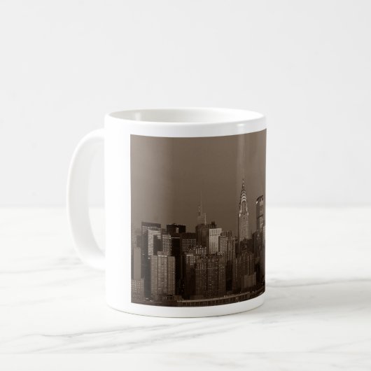 Sepia New York City Skyline Koffiemok (Voorkant links)