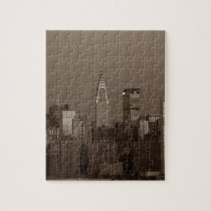 Sepia New York City Skyline Legpuzzel