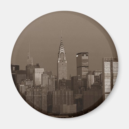 Sepia New York City Skyline Magneet (Voorkant)