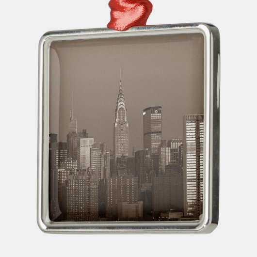 Sepia New York City Skyline Metalen Ornament (Links)