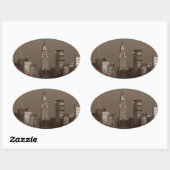 Sepia New York City Skyline Ovale Sticker (Vel)