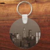 Sepia New York City Skyline Sleutelhanger (Voorkant)