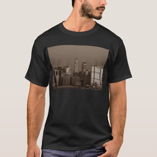 Sepia New York City Skyline T-shirt (Voorkant)
