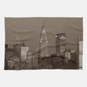 Sepia New York City Skyline Theedoek
