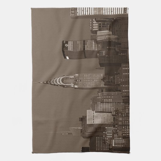 Sepia New York City Skyline Theedoek (Verticaal)