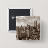 Sepia New York City Vierkante Button 5,1 Cm (Voorkant /achterkant)