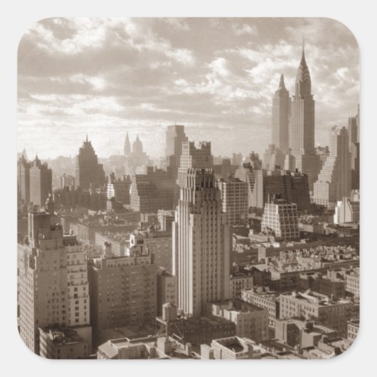Sepia New York City Vierkante Sticker (Voorkant)