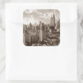 Sepia New York City Vierkante Sticker (Tas)