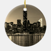 Sepia NYC New York City Manhattan Night  Keramisch Ornament (Achterkant)