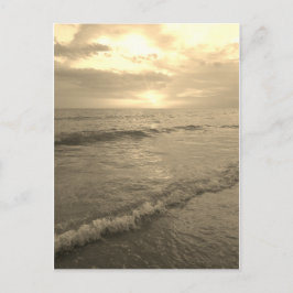 Sepia oceanische zonsondergang briefkaart