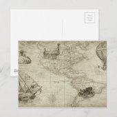 Sepia Old Antiek  United States Map Briefkaart (Voorkant / Achterkant)