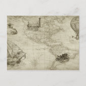 Sepia Old Antiek United States Map Briefkaart (Voorkant)