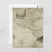 Sepia Old Antiek United States Map Briefkaart (Voorkant / Achterkant)