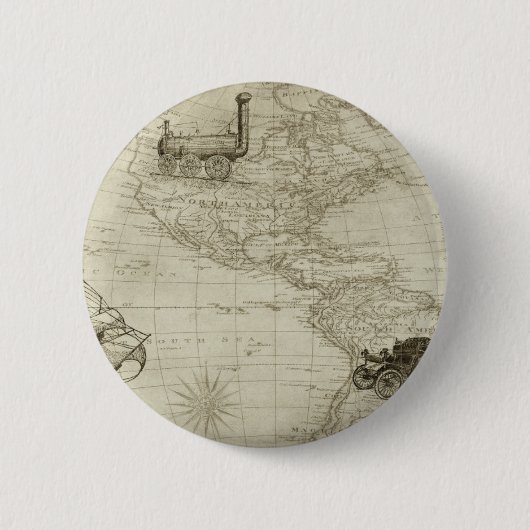 Sepia Old Antiek  United States Map Ronde Button 5,7 Cm (Voorkant)