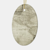 Sepia Old Antiek Verenigde Staten Kaart Reizen Keramisch Ornament (Links)