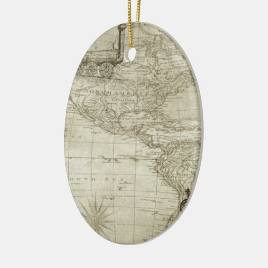 Sepia Old Antiek  Verenigde Staten Kaart Reizen Keramisch Ornament (Links)