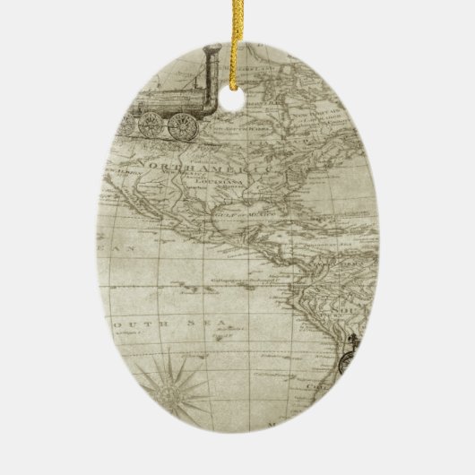 Sepia Old Antiek Verenigde Staten Kaart Reizen Keramisch Ornament (Voorkant)