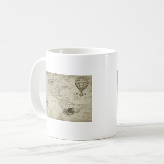 Sepia Old Antiek Verenigde Staten Kaart Reizen Koffiemok (Voorkant links)