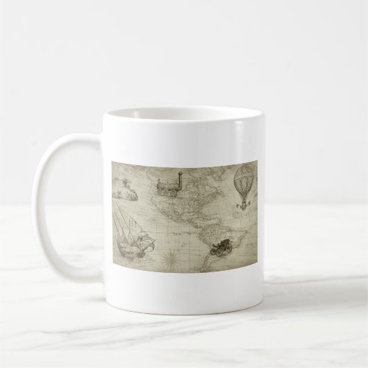 Sepia Old Antiek  Verenigde Staten Kaart Reizen Koffiemok (Links)