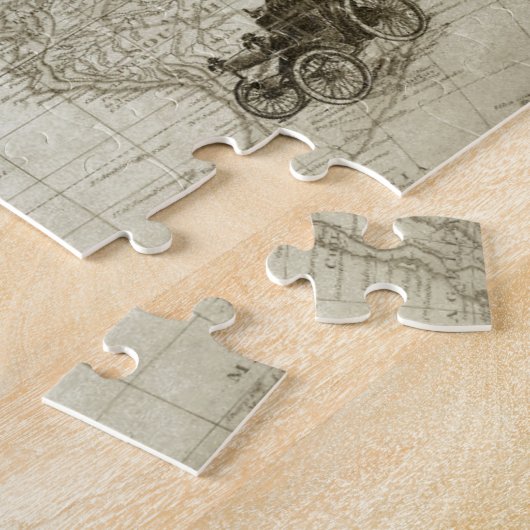 Sepia Old Antiek Verenigde Staten Kaart Reizen Legpuzzel (Zijkant)