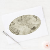 Sepia Old Antiek  Verenigde Staten Kaart Reizen Ovale Sticker (Envelop)