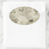 Sepia Old Antiek  Verenigde Staten Kaart Reizen Ovale Sticker (Tas)