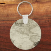Sepia Old Antiek Verenigde Staten Kaart Reizen Sleutelhanger (Voorkant)
