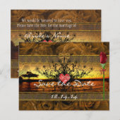 Sepia Oude Tijd Rozen Onder de Kalmerende Golven Aankondigingskaart (Voorkant / Achterkant)