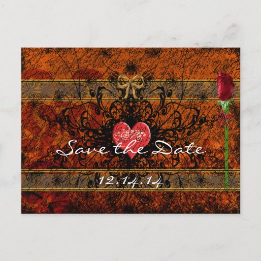 Sepia Oude Tijd Rozen Onder de Kalmerende Golven Aankondigingskaart (Voorkant)