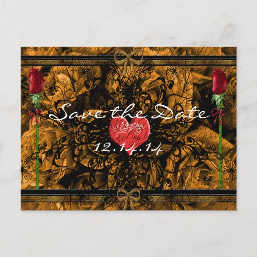 Sepia Oude Tijd Rozen Onder de Kalmerende Golven Aankondigingskaart (Voorkant)