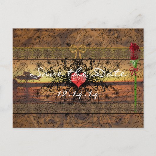 Sepia Oude Tijd Rozen Onder de Kalmerende Golven Aankondigingskaart (Voorkant)