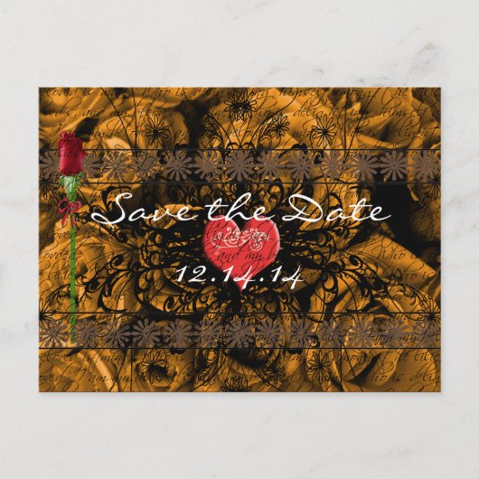 Sepia Oude Tijd Rozen Onder de Kalmerende Golven Aankondigingskaart (Voorkant)