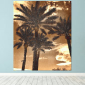 Sepia Palm Trees Canvas Afdruk (Insitu (Houten vloer))
