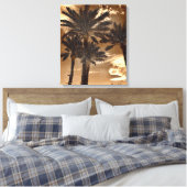 Sepia Palmbomen Canvas Afdruk (Insitu (Slaapkamer))