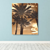 Sepia Palmbomen Canvas Afdruk (Insitu (Houten vloer))