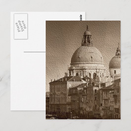 Sepia Paper Effect Venice Grand Canal Briefkaart (Voorkant / Achterkant)