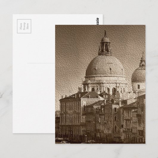 Sepia Paper Effect Venice Grand Canal Briefkaart (Voorkant / Achterkant)