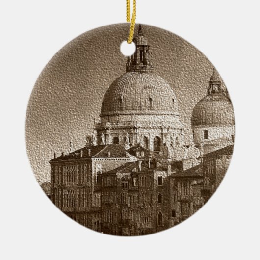 Sepia Paper Effect Venice Grand Canal Keramisch Ornament (Voorkant)
