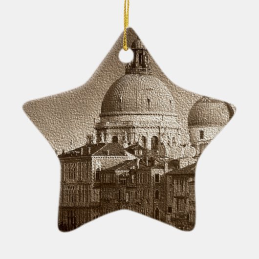 Sepia Paper Effect Venice Grand Canal Keramisch Ornament (Voorkant)