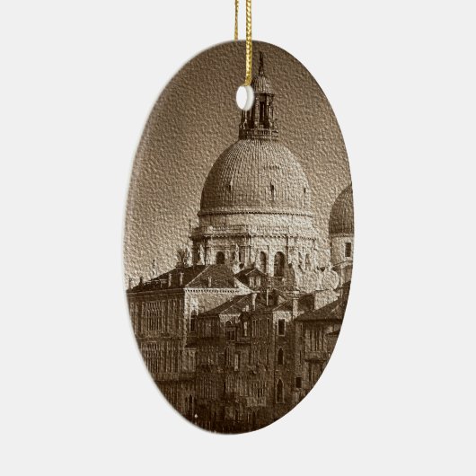Sepia Paper Effect Venice Grand Canal Keramisch Ornament (Rechts)