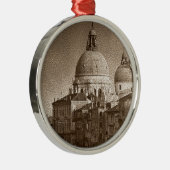 Sepia Paper Effect Venice Grand Canal Metalen Ornament (Rechts)