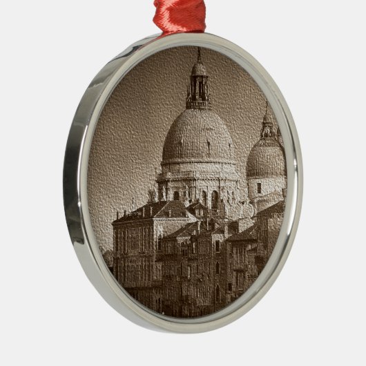 Sepia Paper Effect Venice Grand Canal Metalen Ornament (Rechts)