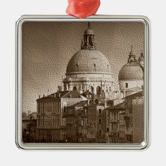 Sepia Paper Effect Venice Grand Canal Metalen Ornament (Voorkant)