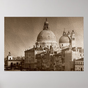 Sepia Paper Effect Venice Grand Canal Poster