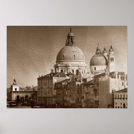 Sepia Paper Effect Venice Grand Canal Poster (Voorkant)