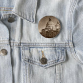 Sepia Paper Effect Venice Grand Canal Ronde Button 5,7 Cm (In situ)